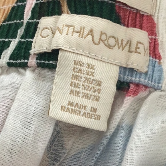 Cynthia Rowley linen machine washable Curve  leaf print flat front pants 3X NWT - Picture 6 of 9